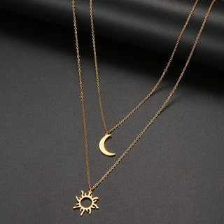 Titanium Sun and Moon Pendant Necklace - Premium Jewelry from Dazzling Delights - Just $15.38! Shop now at Dazzling Delights