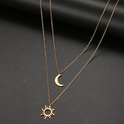 Titanium Sun and Moon Pendant Necklace - Premium Jewelry from Dazzling Delights - Just $19.46! Shop now at Dazzling Delights