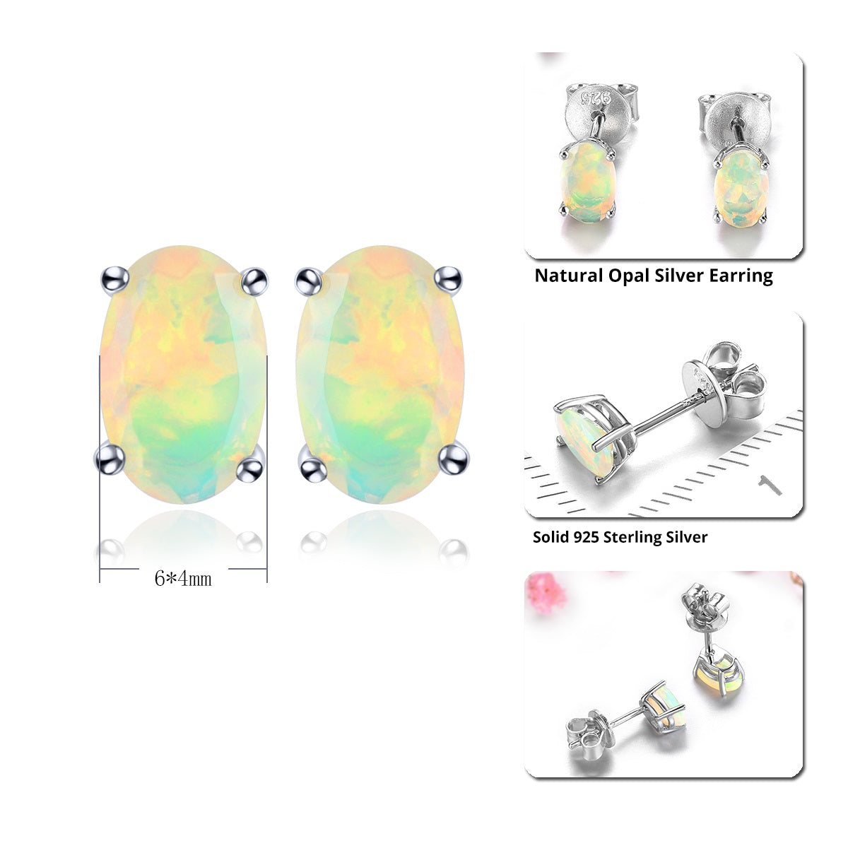 6x4mm Oval Cut Natural Opal Stud Earrings - Premium Jewelry from Dazzling Delights - Just $67.95! Shop now at Dazzling Delights