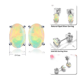 6x4mm Oval Cut Natural Opal Stud Earrings - Premium Jewelry from Dazzling Delights - Just $41.25! Shop now at Dazzling Delights
