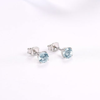 6mm Round Cut Natural Aquamarine Stud Earrings - Premium Jewelry from Dazzling Delights - Just $98.95! Shop now at Dazzling Delights