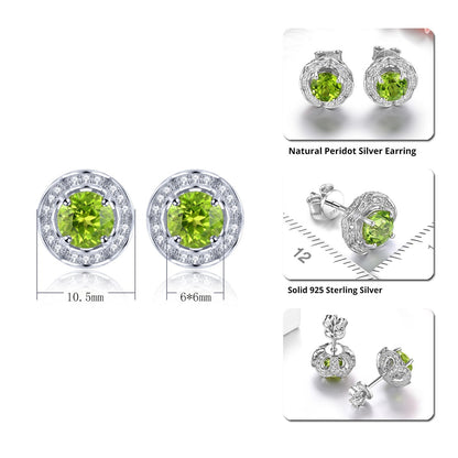 6mm Round Cut Natural Peridot Halo Stud Earrings - Premium Jewelry from Dazzling Delights - Just $73.46! Shop now at Dazzling Delights