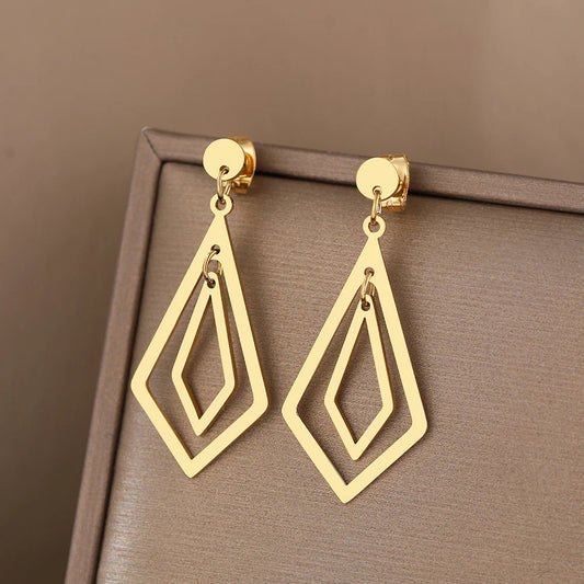 Titanium Geometric Dangle Earrings - Premium Jewelry from Dazzling Delights - Just $18.71! Shop now at Dazzling Delights