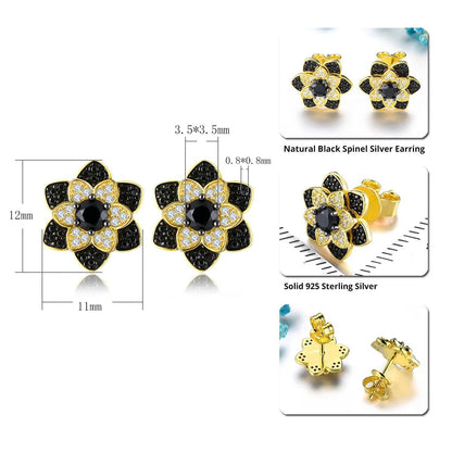 Black and White Spinel Flower Stud Earrings - Premium Jewelry from Dazzling Delights - Just $62.96! Shop now at Dazzling Delights