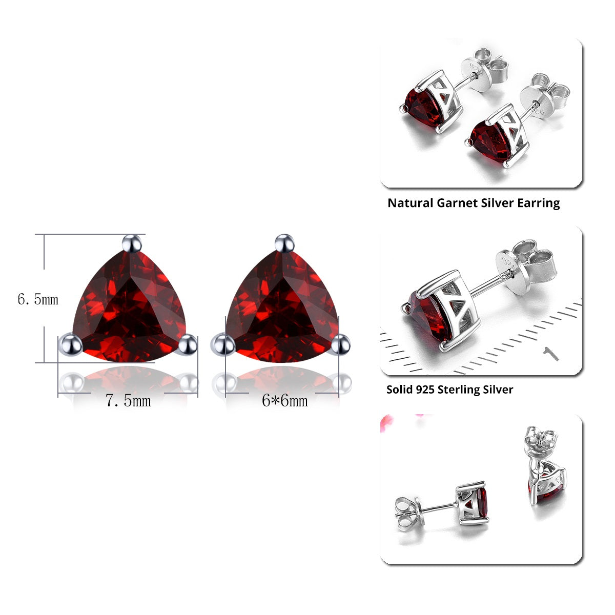 6x6mm Trillion Cut Natural Gemstone Stud Earrings - Your Choice of Gemstone - Premium Jewelry from Dazzling Delights - Just $44.96! Shop now at Dazzling Delights