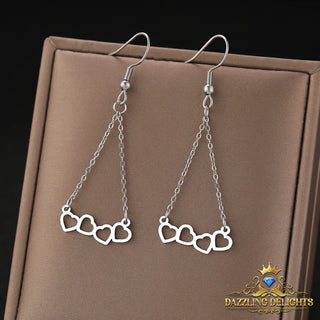 Titanium Four Hearts Dangle Earrings - Premium Jewelry from Dazzling Delights - Just $28.95! Shop now at Dazzling Delights