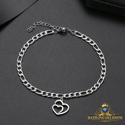 Titanium Double Heart Bracelet - Premium Jewelry from Dazzling Delights - Just $20.96! Shop now at Dazzling Delights