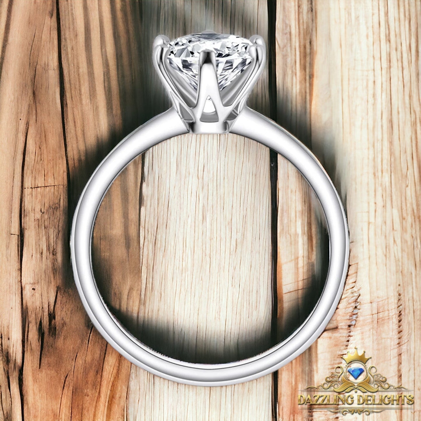 Classic 6 Prong Tiffany Style Solitaire Moissanite Engagement Ring - Premium Jewelry from Dazzling Delights - Just $64.46! Shop now at Dazzling Delights