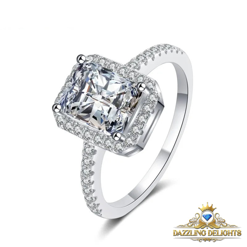 Radiant Cut Moissanite Halo Ring - Premium Jewelry from Dazzling Delights - Just $80.96! Shop now at Dazzling Delights