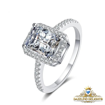 Radiant Cut Moissanite Halo Ring - Premium Jewelry from Dazzling Delights - Just $80.96! Shop now at Dazzling Delights