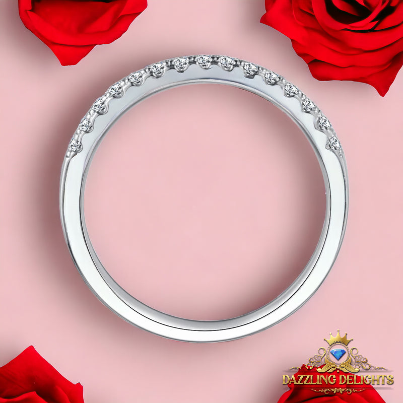 1.5mm Round Brilliant Cut Moissanite Half Eternity Ring Wedding Band - Premium Jewelry from Dazzling Delights - Just $51.71! Shop now at Dazzling Delights