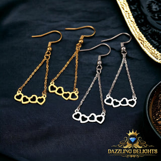 Titanium Four Hearts Dangle Earrings - Premium Jewelry from Dazzling Delights - Just $28.95! Shop now at Dazzling Delights