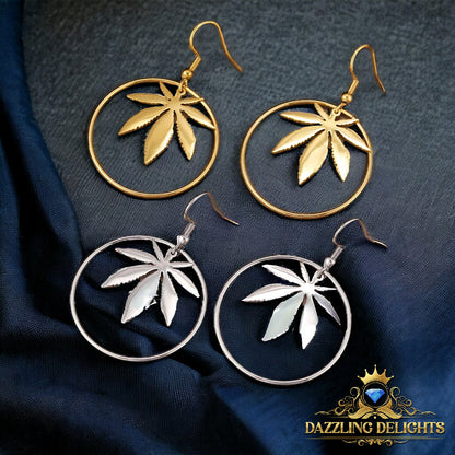 Titanium Circle Leaf Dangle Earrings - Premium Jewelry from Dazzling Delights - Just $20.96! Shop now at Dazzling Delights