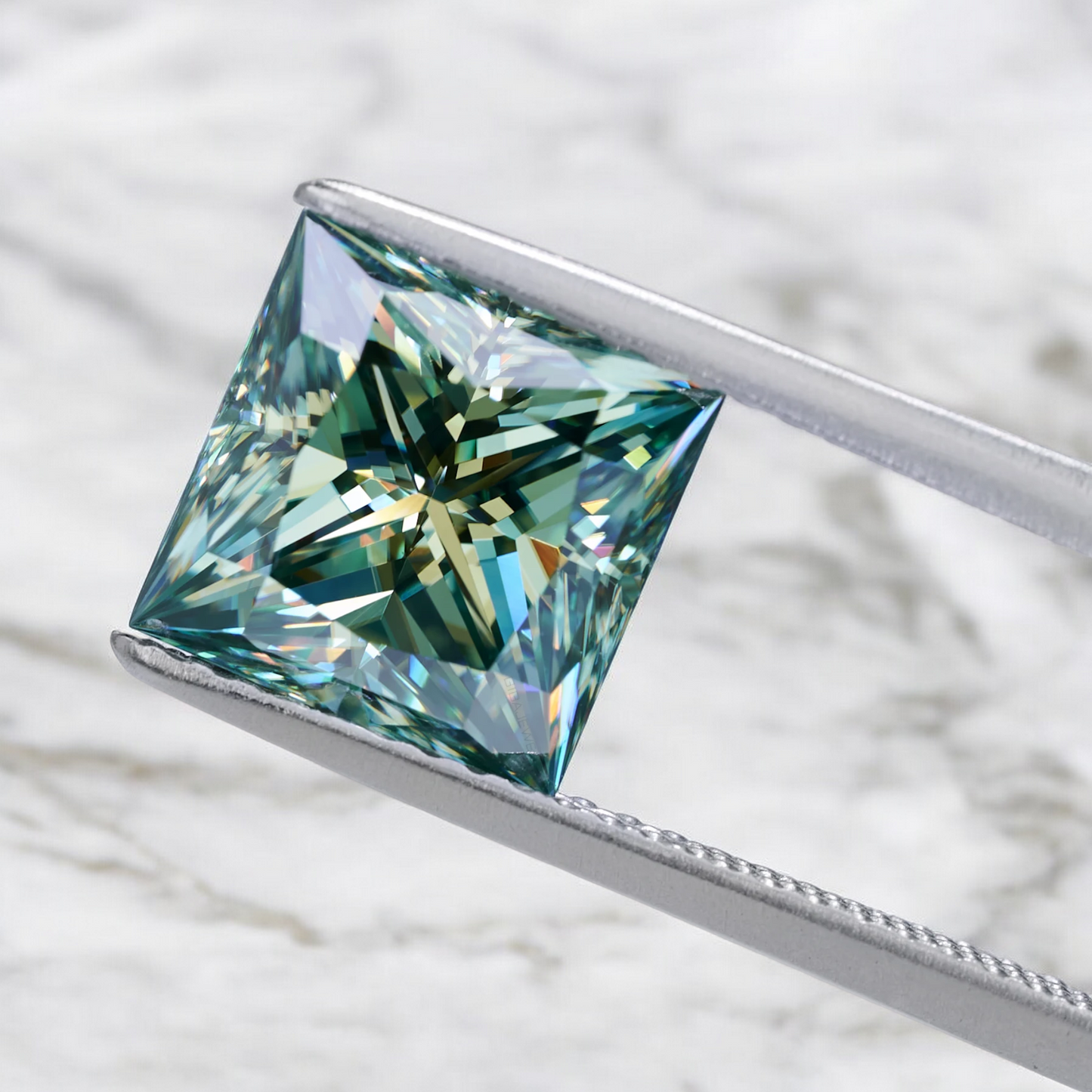 Blueish Green Princess Cut Moissanites - Premium Jewelry from Dazzling Delights - Just $83.33! Shop now at Dazzling Delights