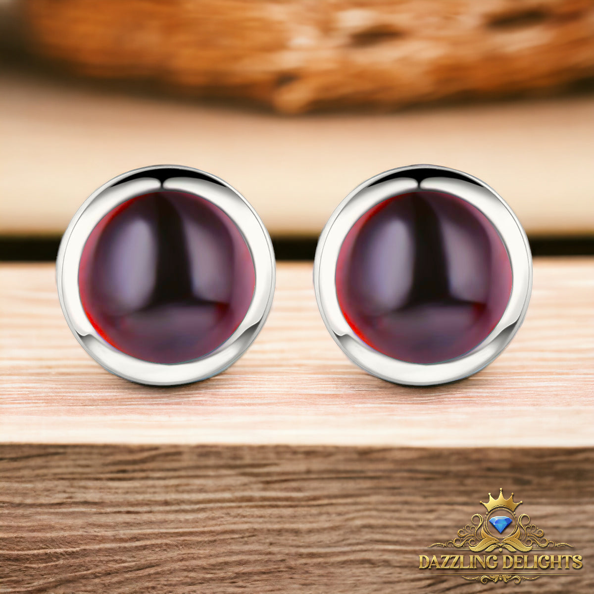 5mm Round Cabochon Cut Natural Gemstone Stud Earrings - Your Choice of Gemstone - Premium Jewelry from Dazzling Delights - Just $41.96! Shop now at Dazzling Delights