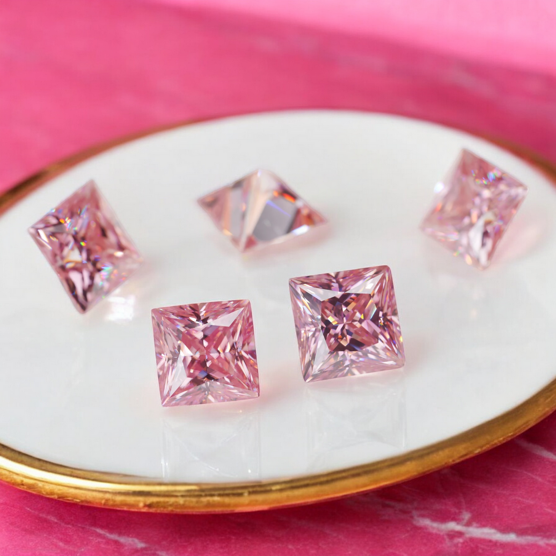 Soft Pink Princess Cut Moissanites - Premium Jewelry from Dazzling Delights - Just $83.33! Shop now at Dazzling Delights