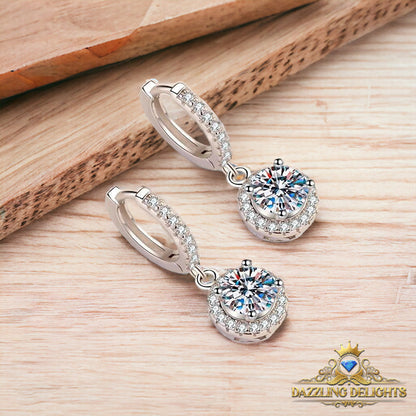 6.5mm Moissanite Drop Halo Earrings - Premium Jewelry from Dazzling Delights - Just $112.46! Shop now at Dazzling Delights