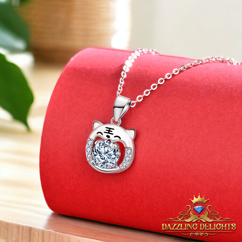 Moissanite Tiger Cat Pendant Necklace - Premium Jewelry from Dazzling Delights - Just $80.96! Shop now at Dazzling Delights