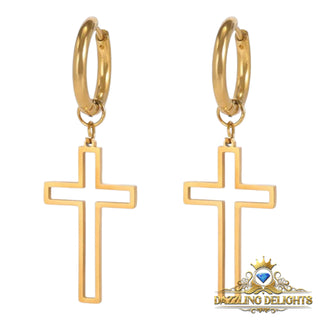 Titanium Hollow Cross Sleeper Dangle Earrings - Premium Jewelry from Dazzling Delights - Just $17.62! Shop now at Dazzling Delights