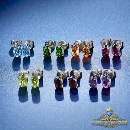 6x4mm Oval Cut Natural Gemstone Stud Earrings - Your Choice of Gemstone - Premium Jewelry from Dazzling Delights - Just $41.96! Shop now at Dazzling Delights