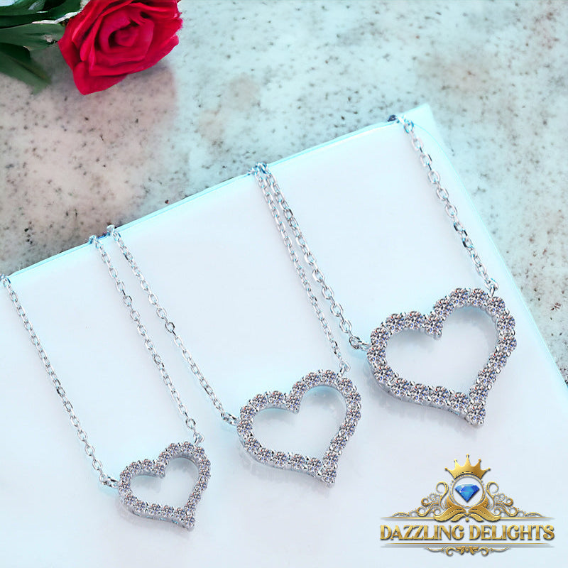 Moissanite Hollow Heart Pendant Necklace - Premium Jewelry from Dazzling Delights - Just $71.21! Shop now at Dazzling Delights