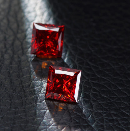 Pigeon Blood Red Princess Cut Moissanites - Premium Jewelry from Dazzling Delights - Just $83.33! Shop now at Dazzling Delights