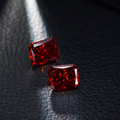 Pigeon Blood Red Radiant Cut Moissanites - Premium Jewelry from Dazzling Delights - Just $83.33! Shop now at Dazzling Delights