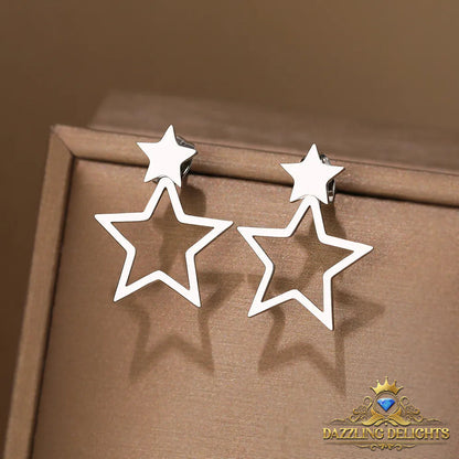 Titanium Double Star Stud Earrings - Premium Jewelry from Dazzling Delights - Just $20.96! Shop now at Dazzling Delights