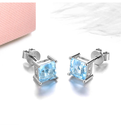 6mm Square Cut Natural Topaz Stud Earrings - Premium Jewelry from Dazzling Delights - Just $50.96! Shop now at Dazzling Delights