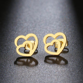 Titanium Double Heart Stud Earrings - Premium Jewelry from Dazzling Delights - Just $22.95! Shop now at Dazzling Delights