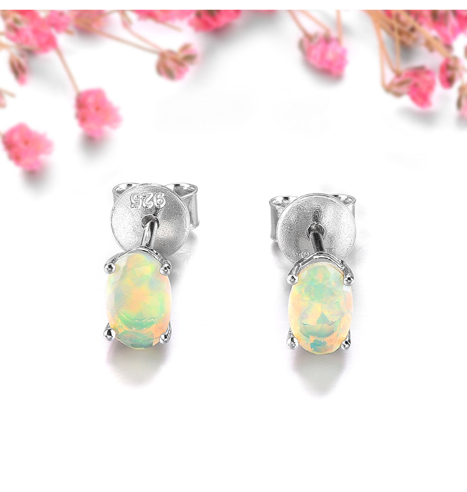 6x4mm Oval Cut Natural Opal Stud Earrings - Premium Jewelry from Dazzling Delights - Just $67.95! Shop now at Dazzling Delights