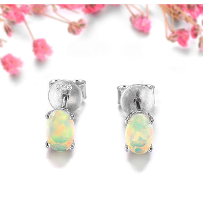 6x4mm Oval Cut Natural Opal Stud Earrings - Premium Jewelry from Dazzling Delights - Just $67.95! Shop now at Dazzling Delights