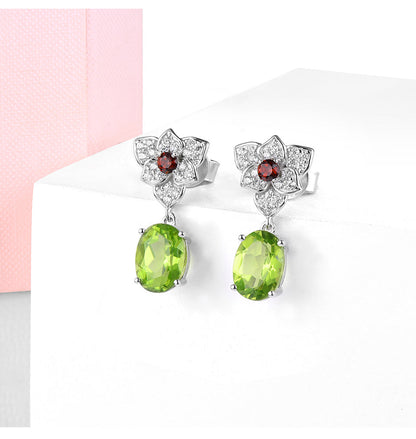 Natural Peridot and Garnet Earrings - Premium Jewelry from Dazzling Delights - Just $74.21! Shop now at Dazzling Delights