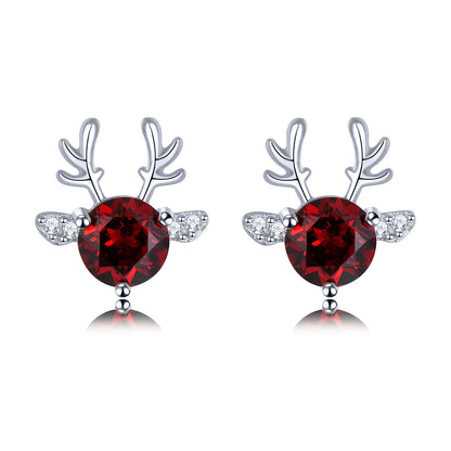 5mm Round Cut Natural Gemstone Christmas Reindeer Stud Earrings - Your Choice of Gemstone - Premium Jewelry from Dazzling Delights - Just $74.95! Shop now at Dazzling Delights