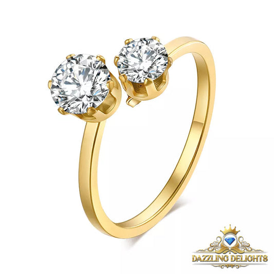 Titanium Open Ring with 6mm Cubic Zirconia - Premium Jewelry from Dazzling Delights - Just $35.21! Shop now at Dazzling Delights