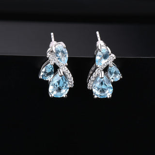 Tri-Stone Pear Cut Natural Topaz Stud Earrings - Premium Jewelry from Dazzling Delights - Just $79.95! Shop now at Dazzling Delights