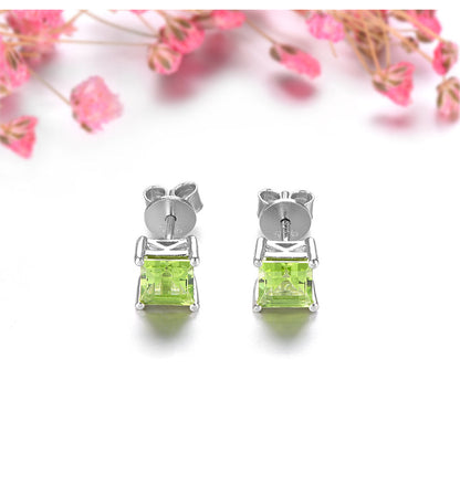 5mm Square Cut Natural Peridot Stud Earrings - Premium Jewelry from Dazzling Delights - Just $50.96! Shop now at Dazzling Delights