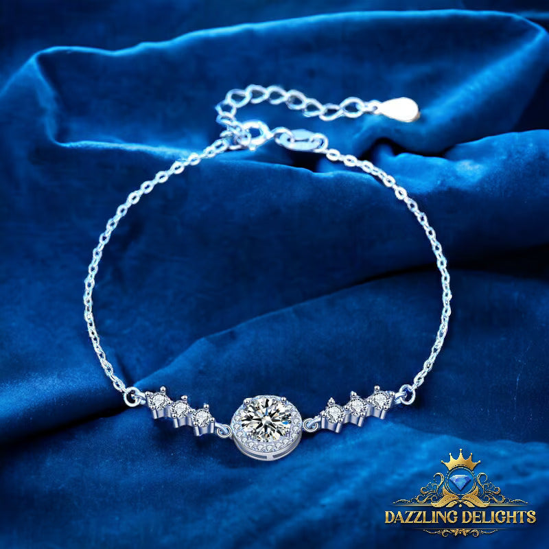 6.5mm Round Brilliant Cut Moissanite Halo Bracelet - Premium Jewelry from Dazzling Delights - Just $112.46! Shop now at Dazzling Delights