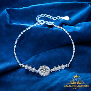 6.5mm Round Brilliant Cut Moissanite Halo Bracelet - Premium Jewelry from Dazzling Delights - Just $91.88! Shop now at Dazzling Delights
