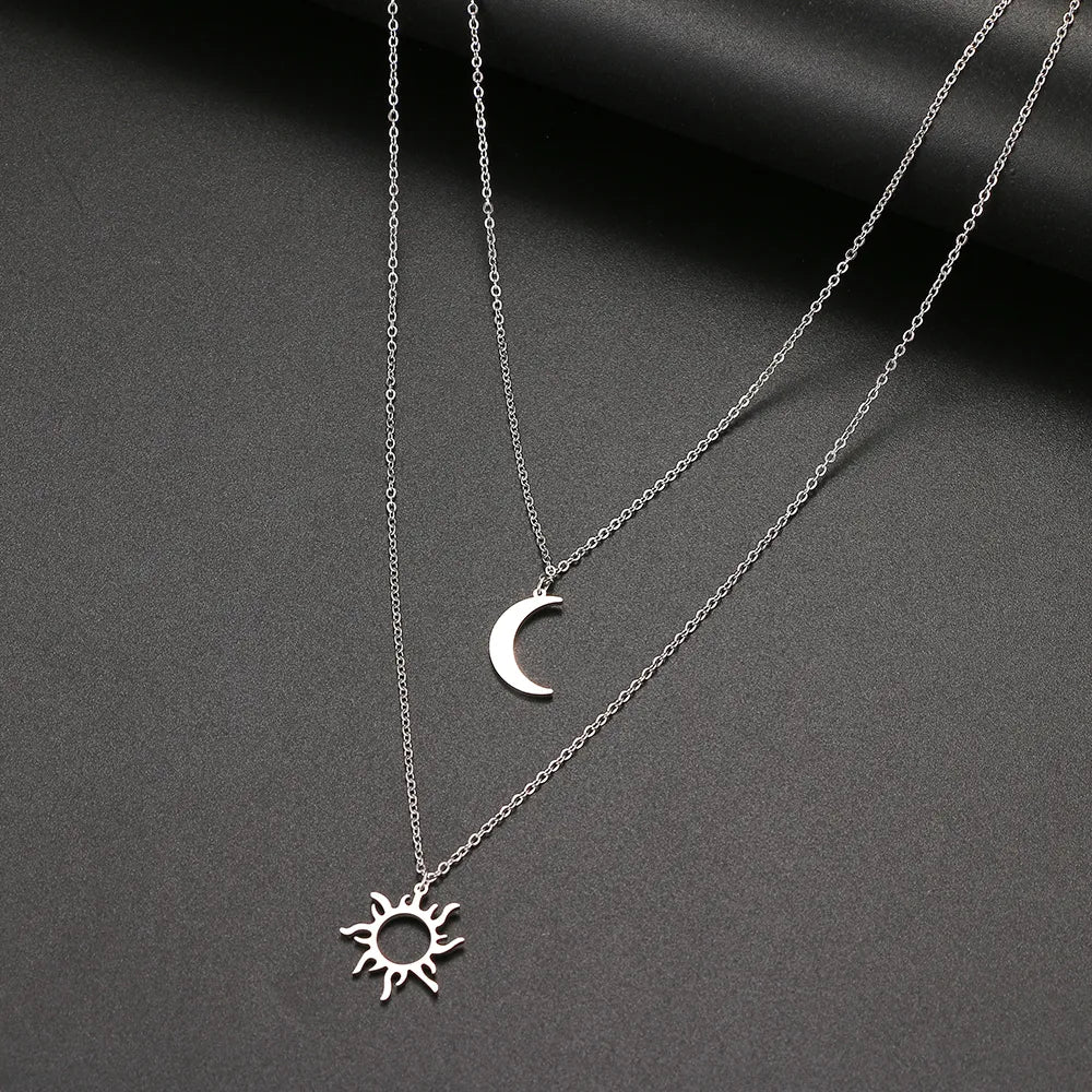 Titanium Sun and Moon Pendant Necklace - Premium Jewelry from Dazzling Delights - Just $19.46! Shop now at Dazzling Delights