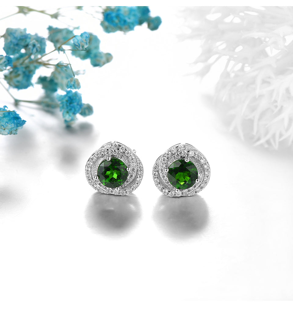 5x5mm Round Cut Natural Gemstone Spiral Halo Stud Earrings - Your Choice of Gemstone - Premium Jewelry from Dazzling Delights - Just $74.95! Shop now at Dazzling Delights