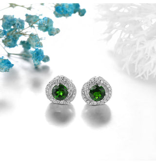 5x5mm Round Cut Natural Gemstone Spiral Halo Stud Earrings - Your Choice of Gemstone - Premium Jewelry from Dazzling Delights - Just $45! Shop now at Dazzling Delights