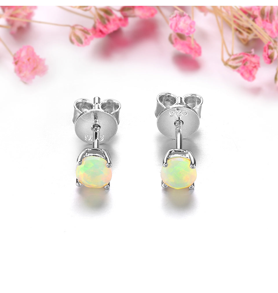 4mm Round Cut Natural Opal Stud Earrings - Premium Jewelry from Dazzling Delights - Just $50.96! Shop now at Dazzling Delights