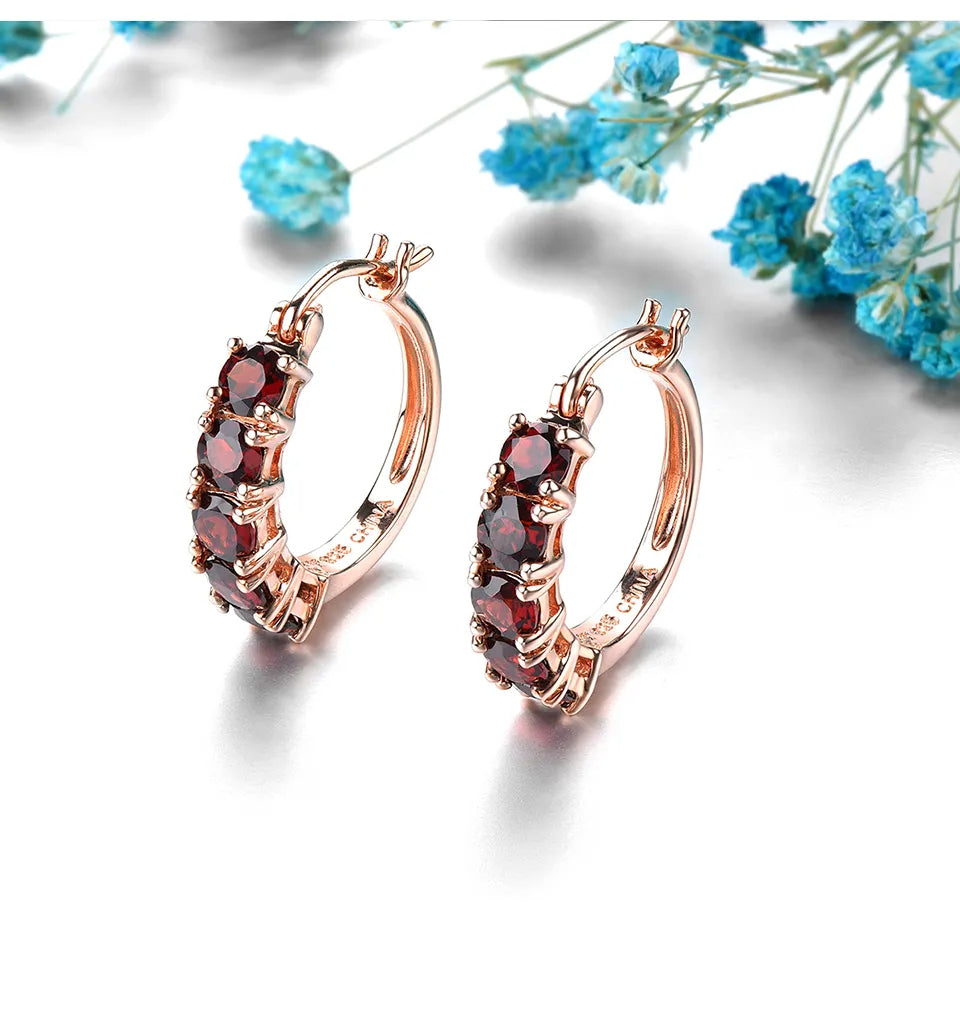 5ct Round Cut Natural Garnet Hoop Earrings - Premium Jewelry from Dazzling Delights - Just $110.95! Shop now at Dazzling Delights