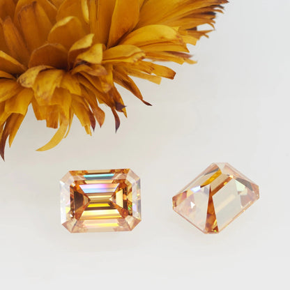 Vivid Champagne Emerald Cut Moissanites - Premium Jewelry from Dazzling Delights - Just $83.33! Shop now at Dazzling Delights