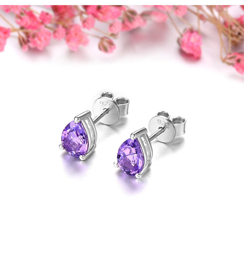 7x5mm Pear Cut Natural Gemstone Halo Stud Earrings - Your Choice of Gemstone - Premium Jewelry from Dazzling Delights - Just $61.95! Shop now at Dazzling Delights