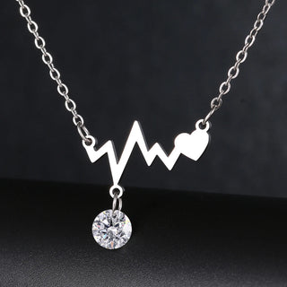 Titanium Bejewelled Heartbeat Pendant Necklace - Premium Jewelry from Dazzling Delights - Just $22.95! Shop now at Dazzling Delights