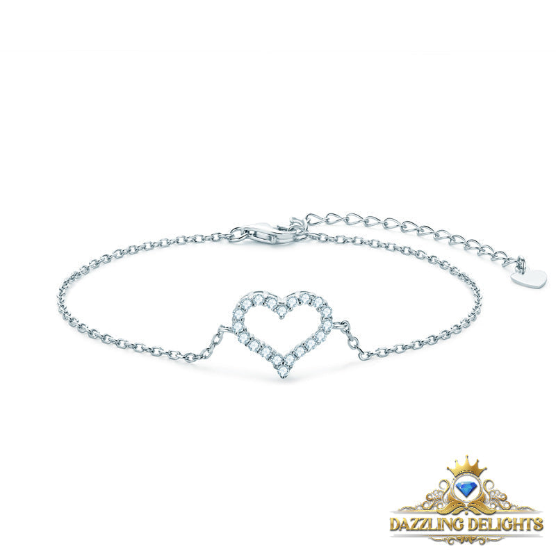 Moissanite Heart Bracelet - Premium Jewelry from Dazzling Delights - Just $89.96! Shop now at Dazzling Delights