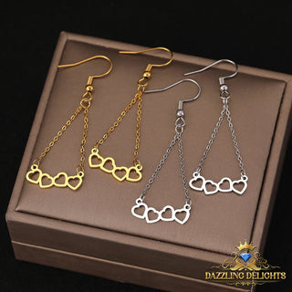 Titanium Four Hearts Dangle Earrings - Premium Jewelry from Dazzling Delights - Just $16.88! Shop now at Dazzling Delights
