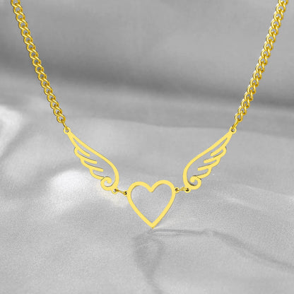 Titanium Angel Wings Heart Pendant Necklace - Premium Jewelry from Dazzling Delights - Just $21.71! Shop now at Dazzling Delights